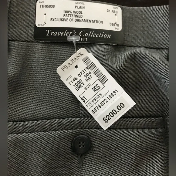 NWT Jos A Bank Gray Traveler Slim Fit Dress Pants Size 31R